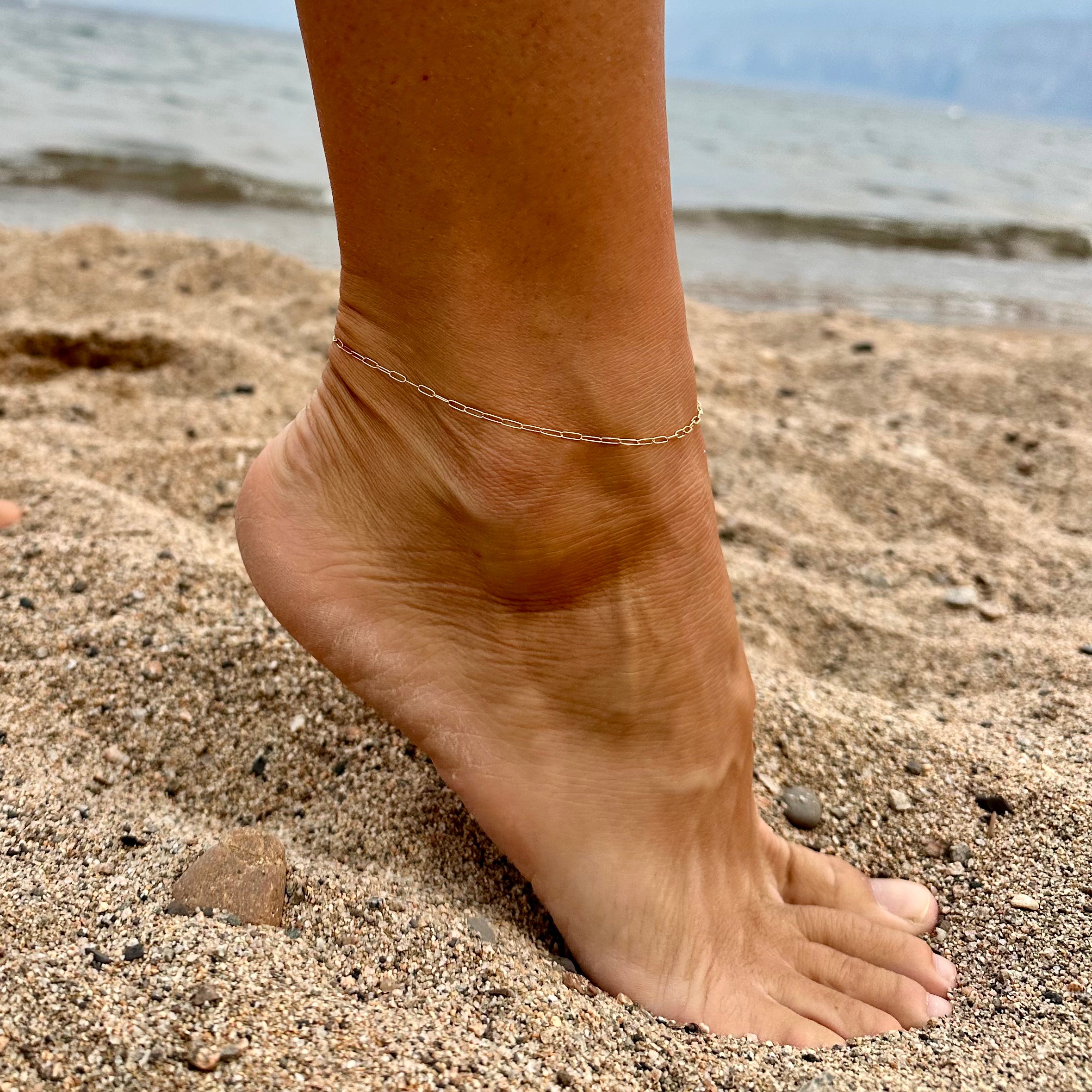 Paperclip Chain Anklet Rose Gold Filled 35 MED 10