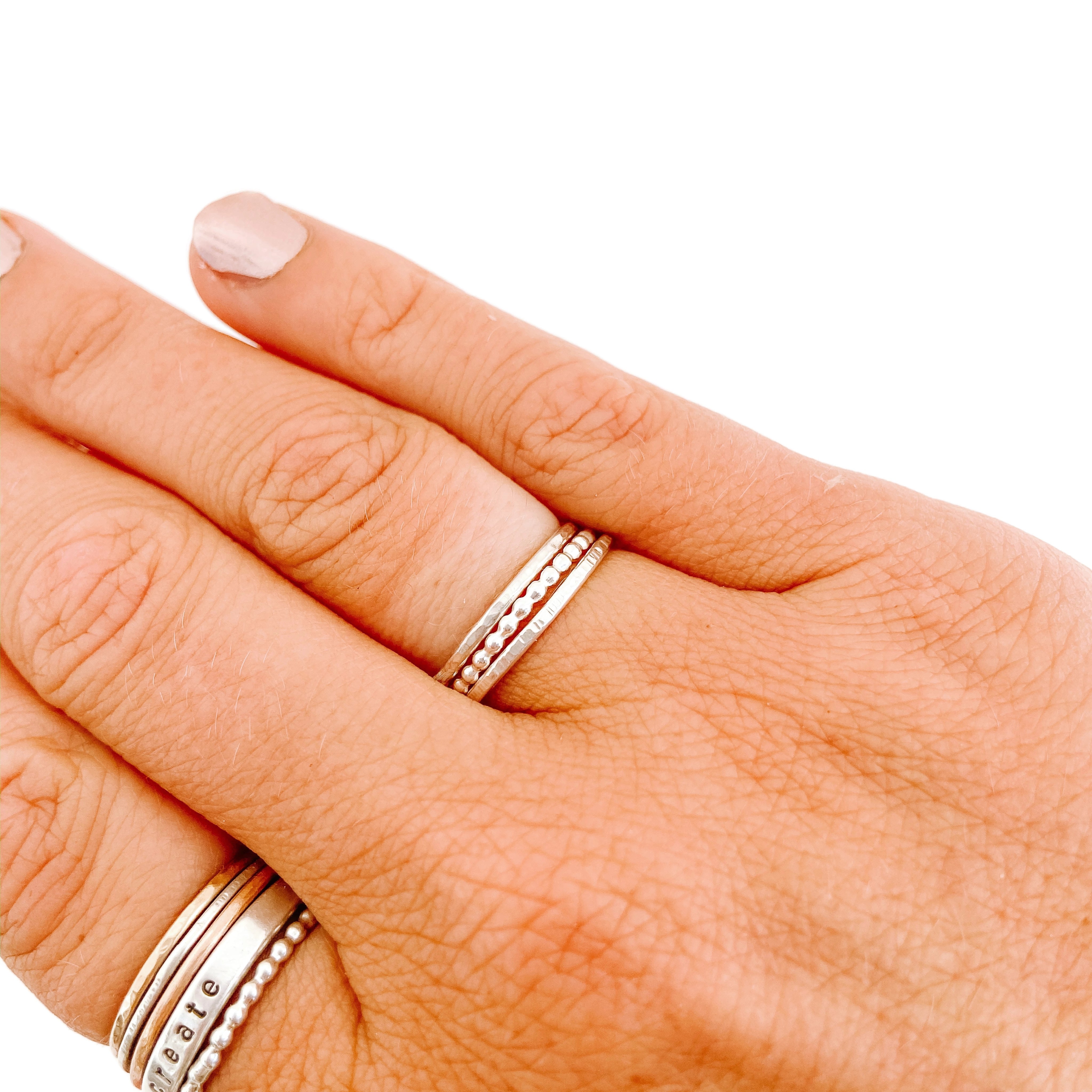 Silver Stacking Rings - mixed set of 3