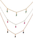 3 Gemstone Drop Necklace