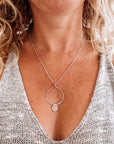 Silver Hoop Necklace with Disc