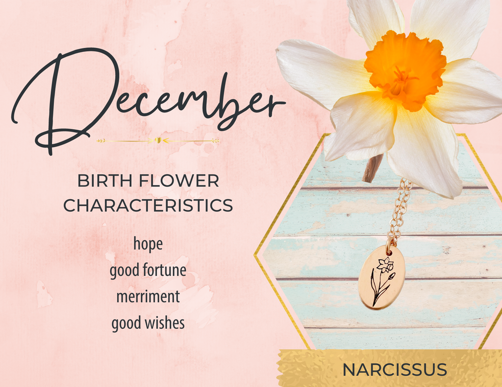 Narcissus Necklace Hand Stamped Jewelry Ebb & Flow Jewelry