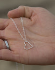 silver floating heart necklace