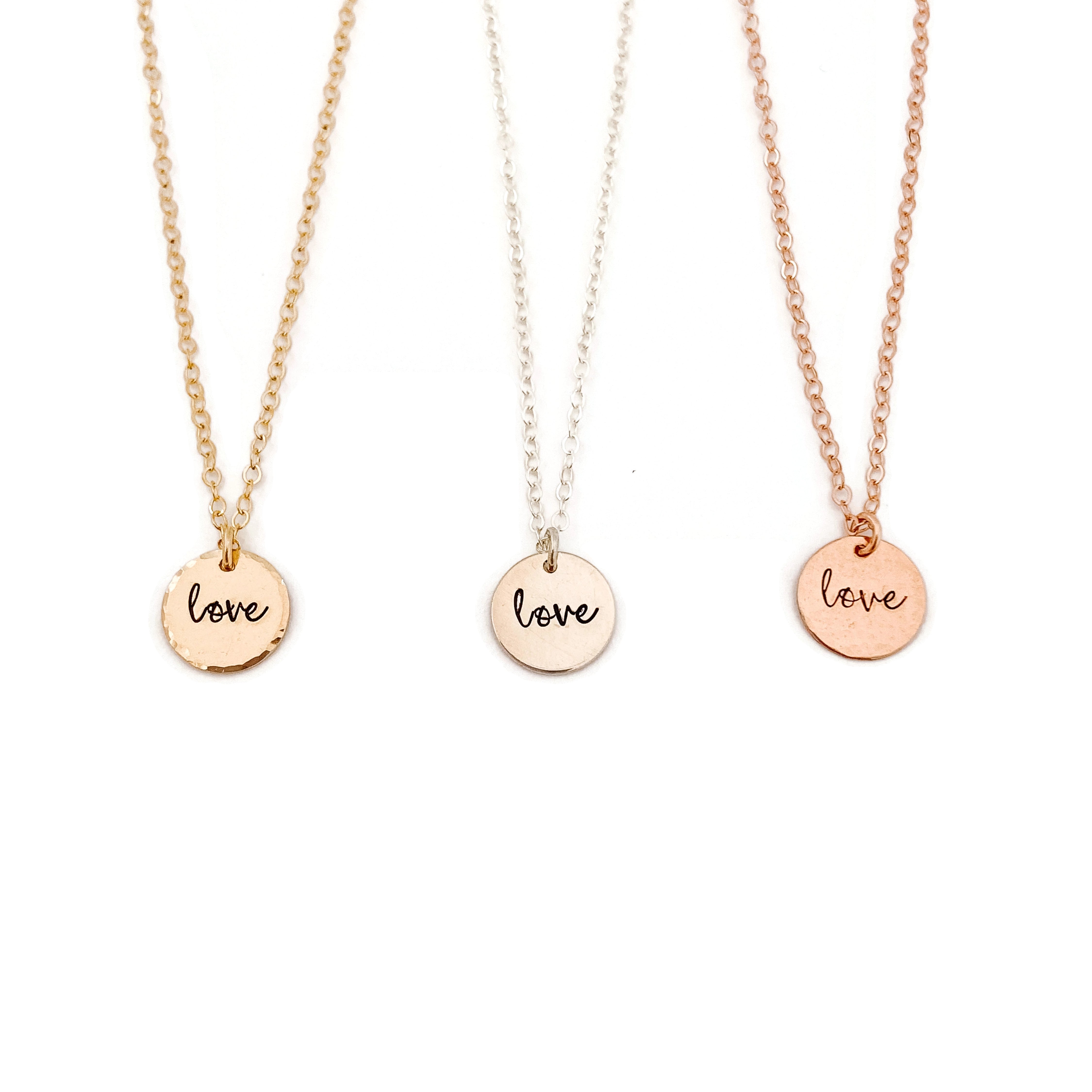 &quot;love&quot; Small Disc Necklace