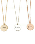 “Love” Large Disc Necklace