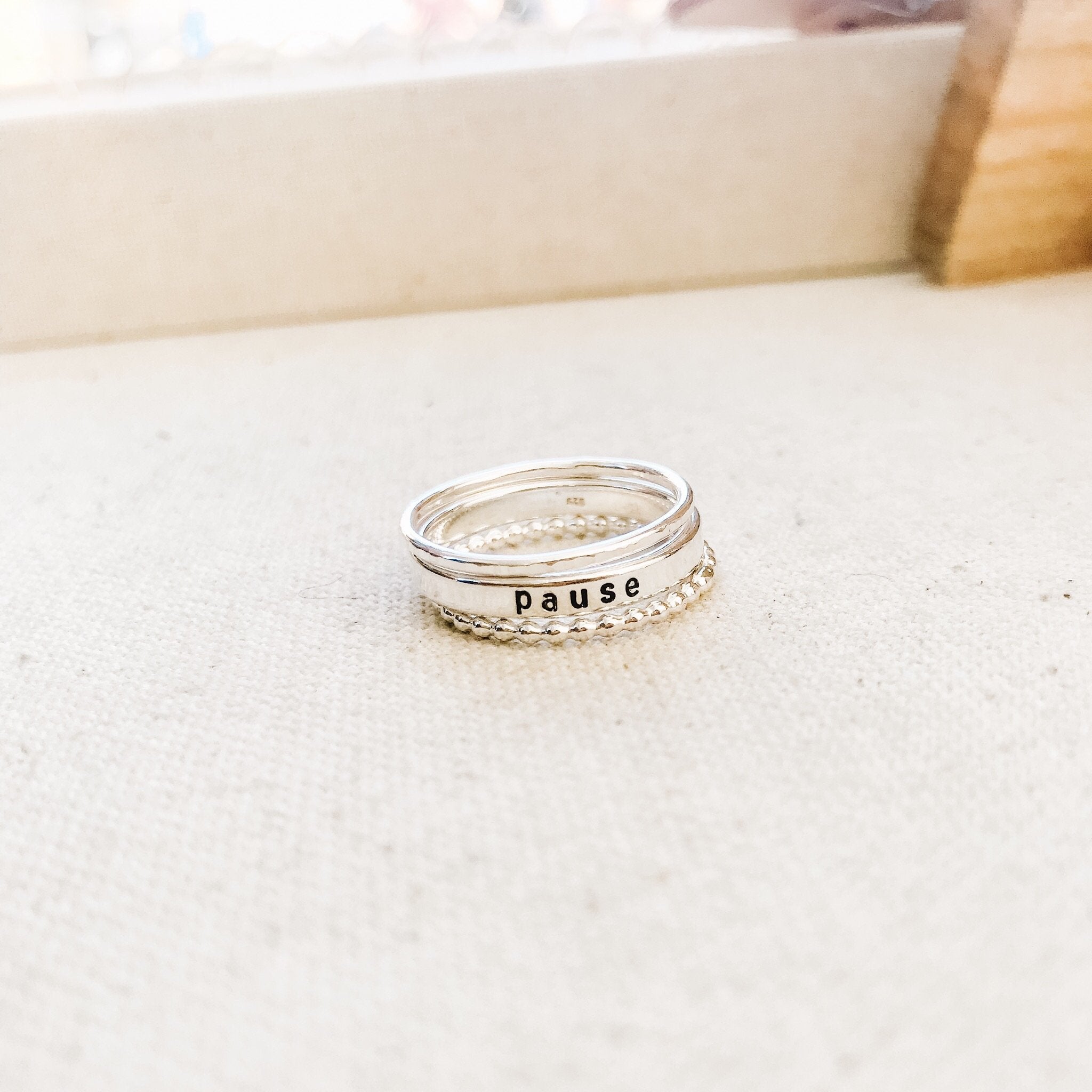 Stackable name rings sale with spacers