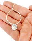 Silver Hoop Necklace with Disc