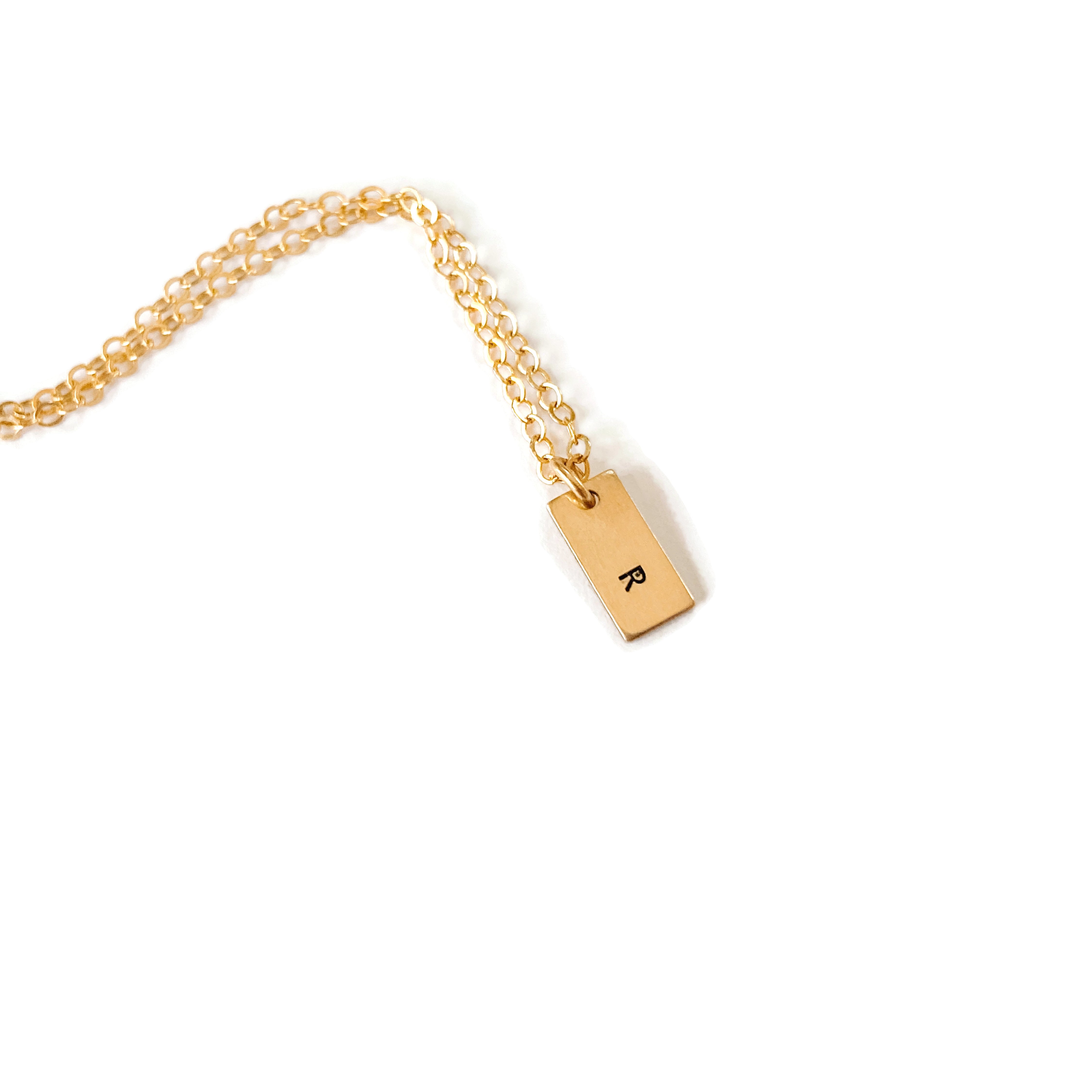 R - Gold Tag Necklace