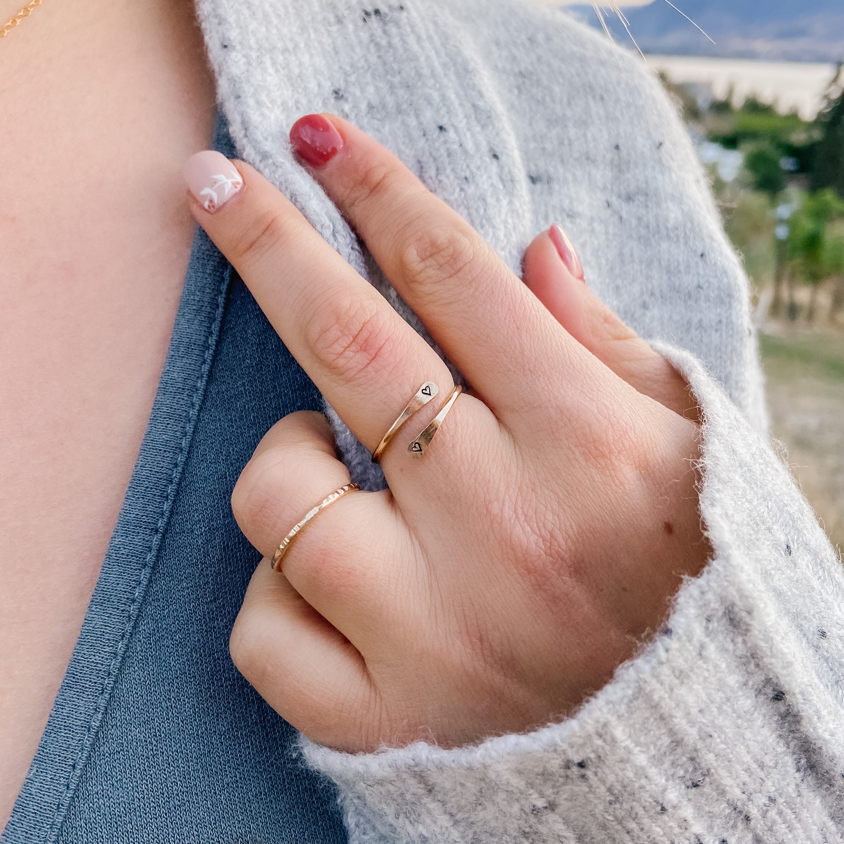 Line Hammered Stacking Ring