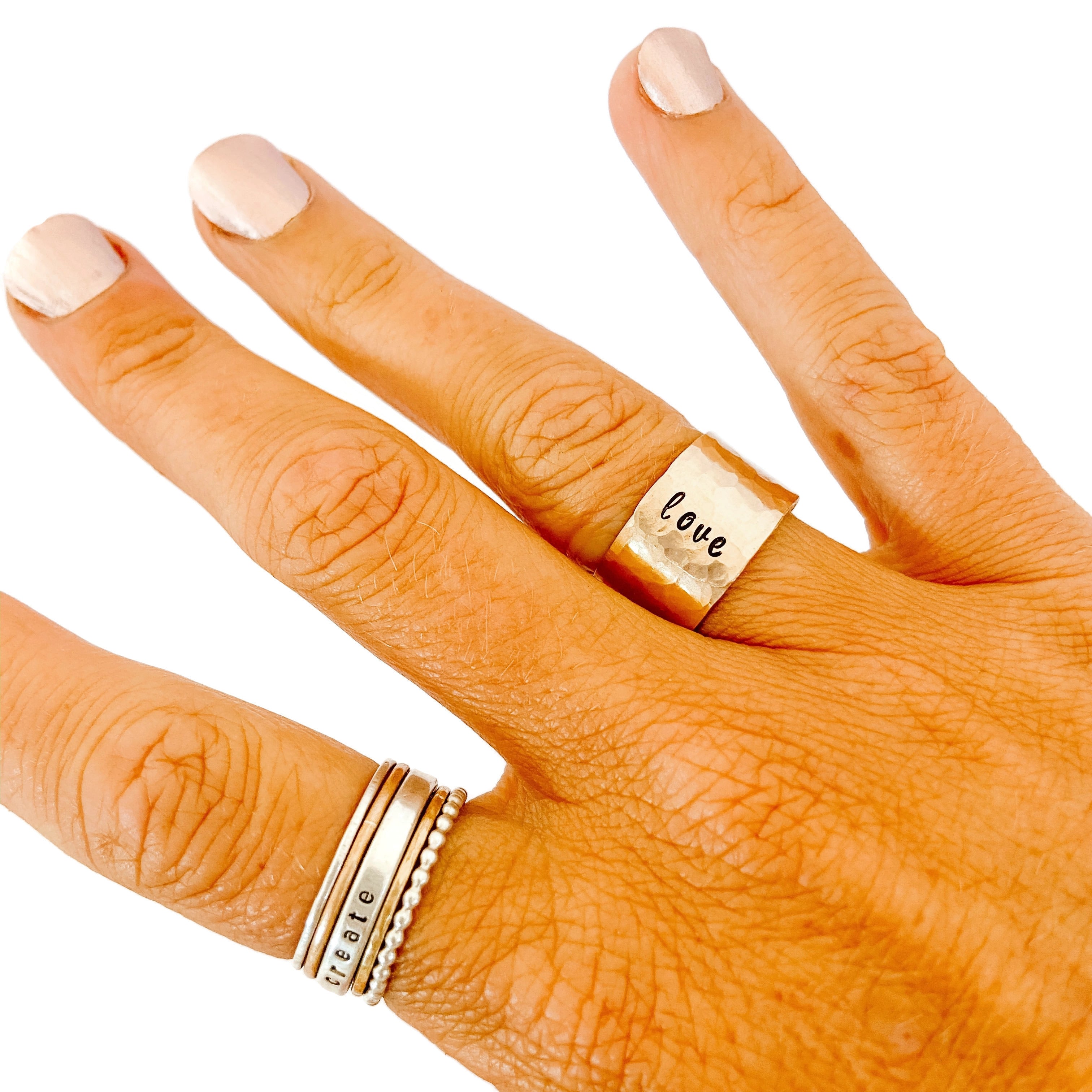 &quot;Love&quot; Hammered Wrap Ring