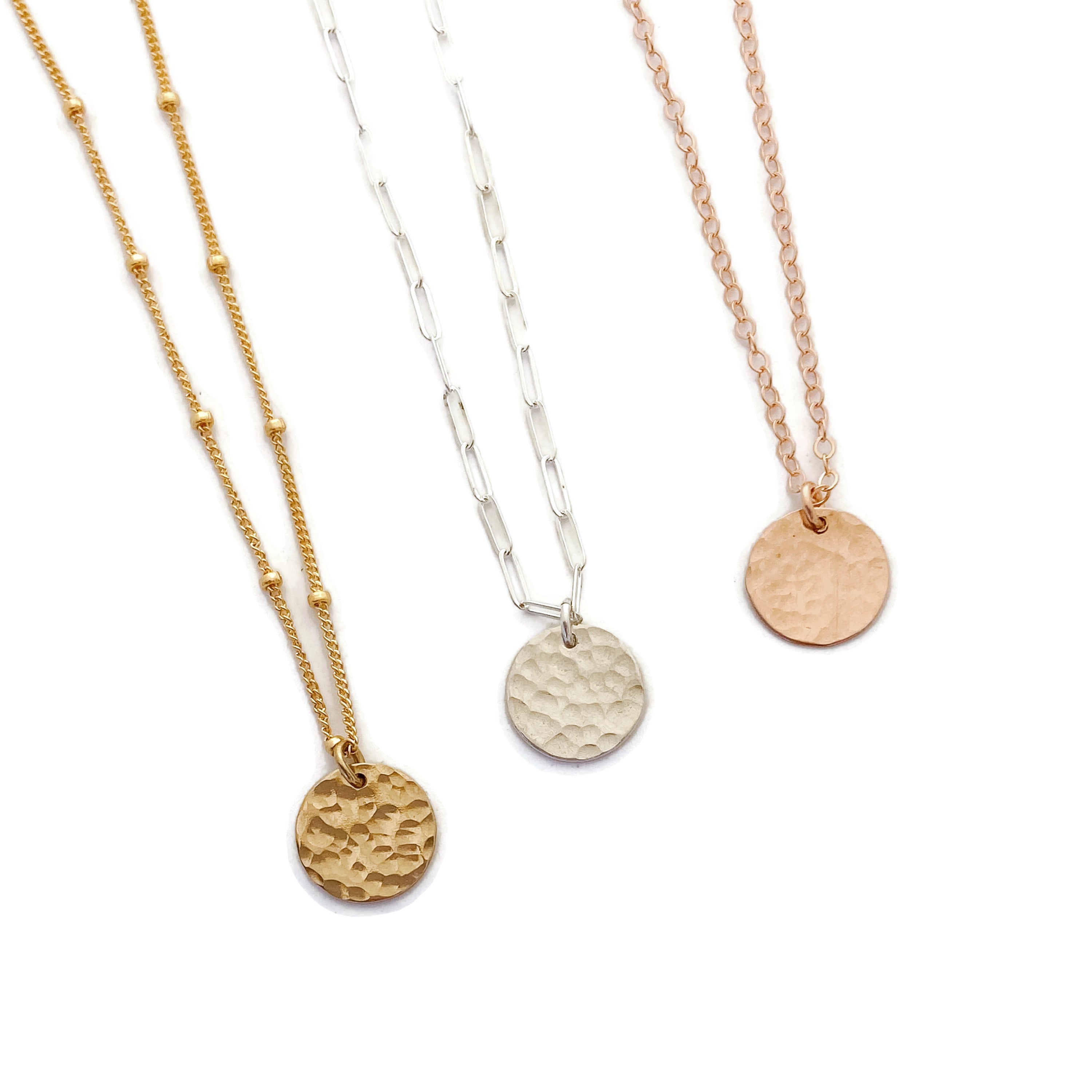 Small Hammered Disc Necklace