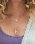 Gold Hammered Tiny Heart Necklace